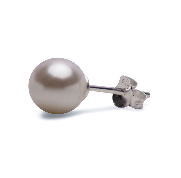 8 mm Gold White Seas Pearl Earrings | SilverAndGold