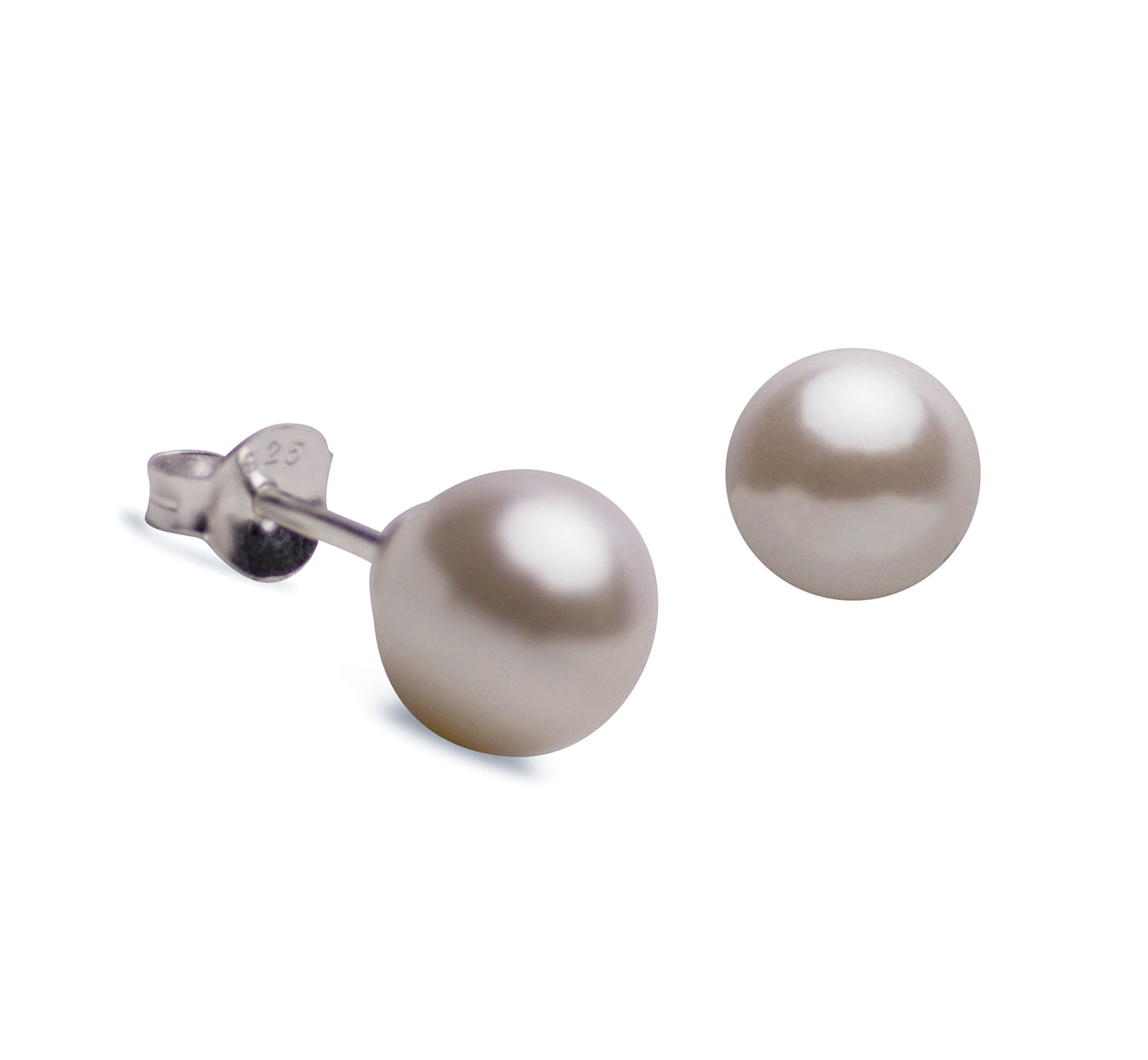 8 mm Gold White Seas Pearl Earrings | SilverAndGold