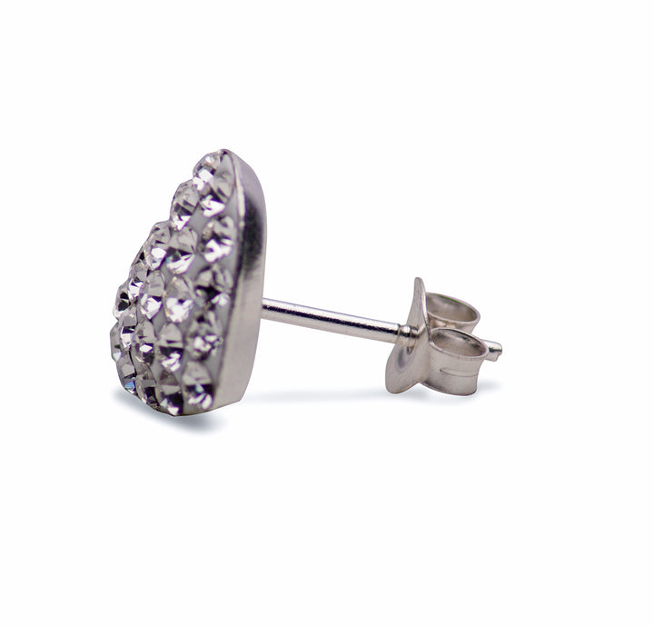Cubic Zirconia Crystal Heart Stud Earrings | SilverAndGold
