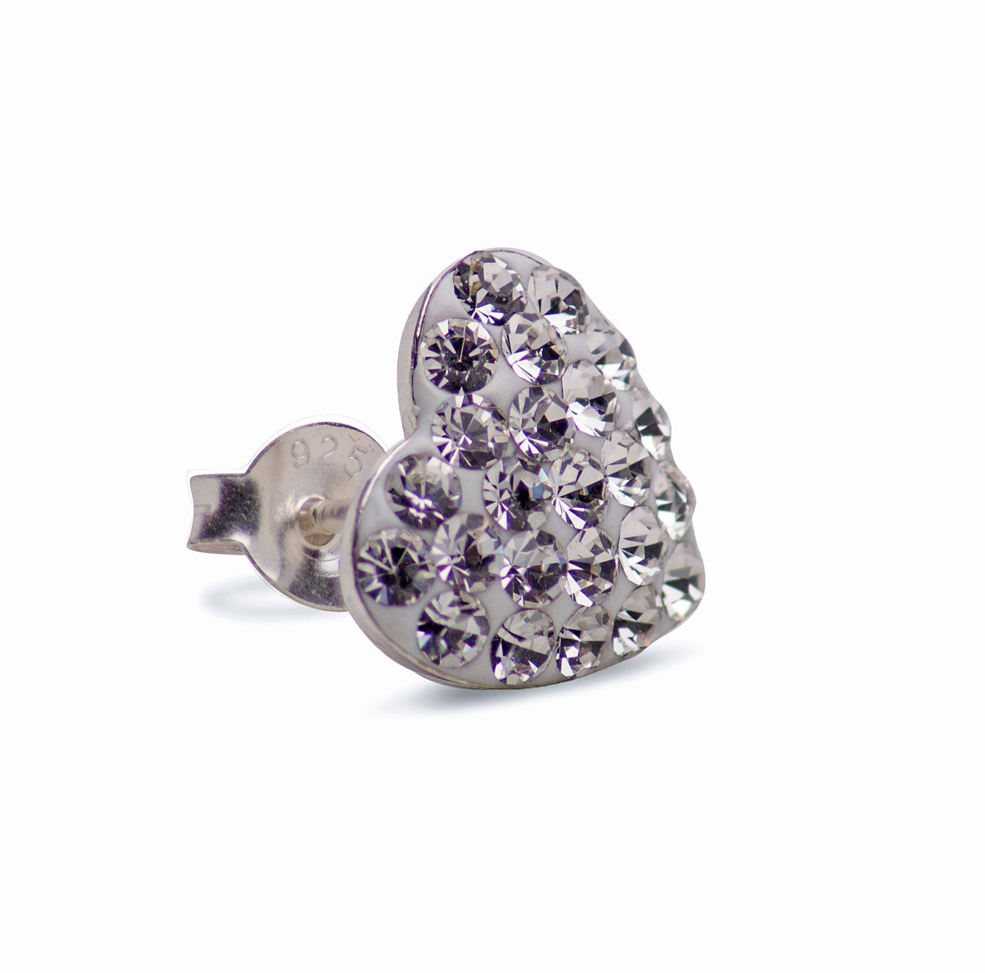 Cubic Zirconia Crystal Heart Stud Earrings | SilverAndGold