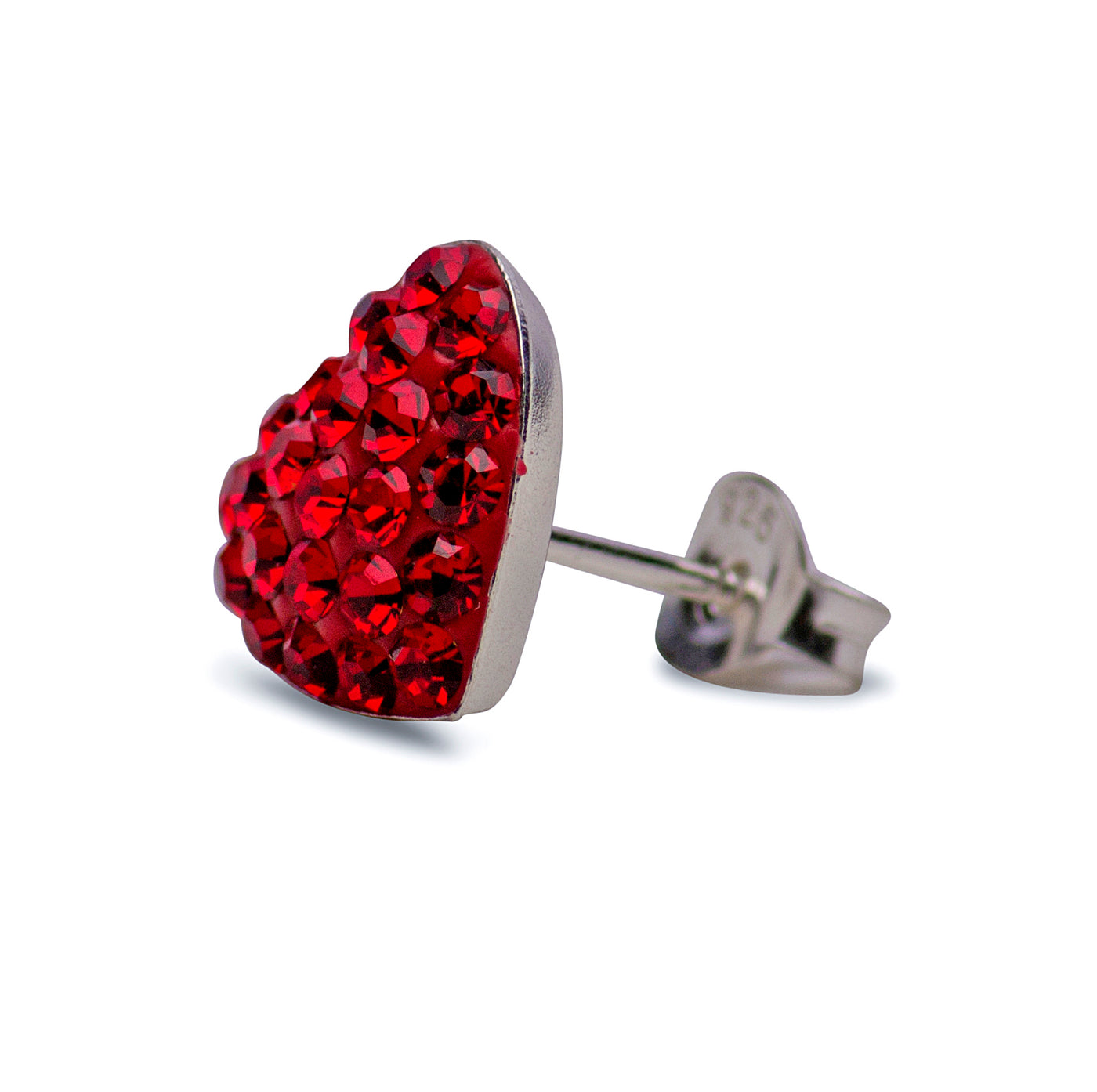 Ruby Red Cubic Zirconia Heart Stud Earrings | SilverAndGold