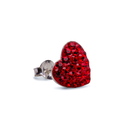 Ruby Red Cubic Zirconia Heart Stud Earrings | SilverAndGold