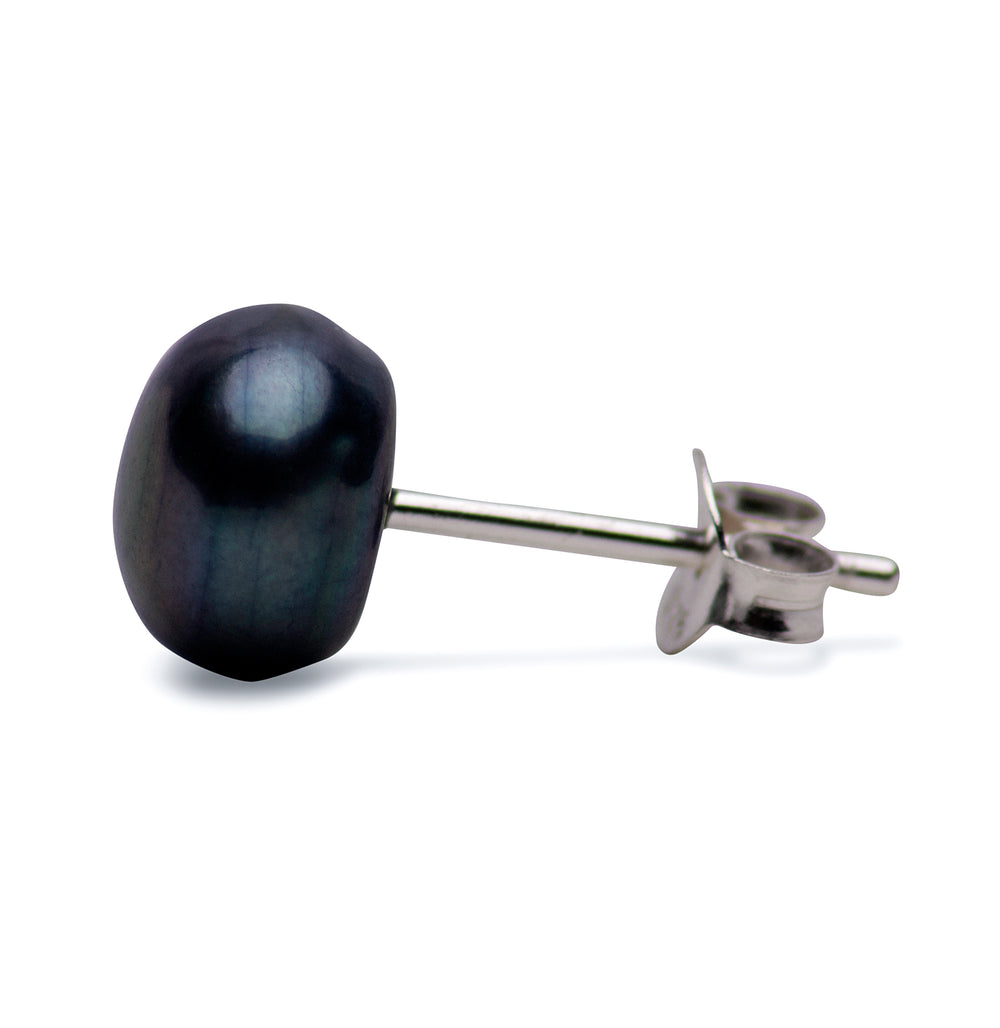 8 mm Black Cultured Pearl Earrings | SilverAndGold