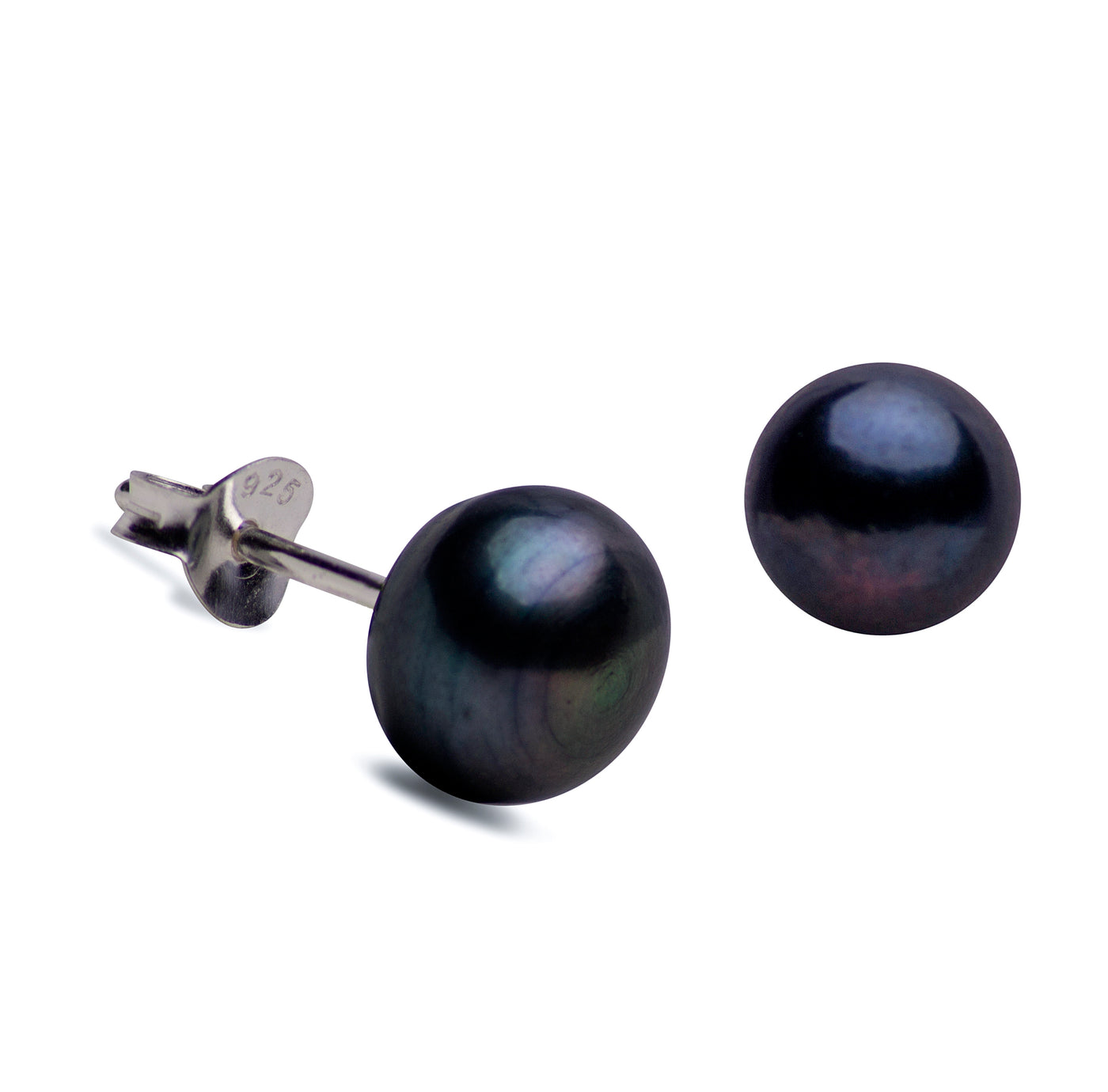 8 mm Black Cultured Pearl Earrings | SilverAndGold