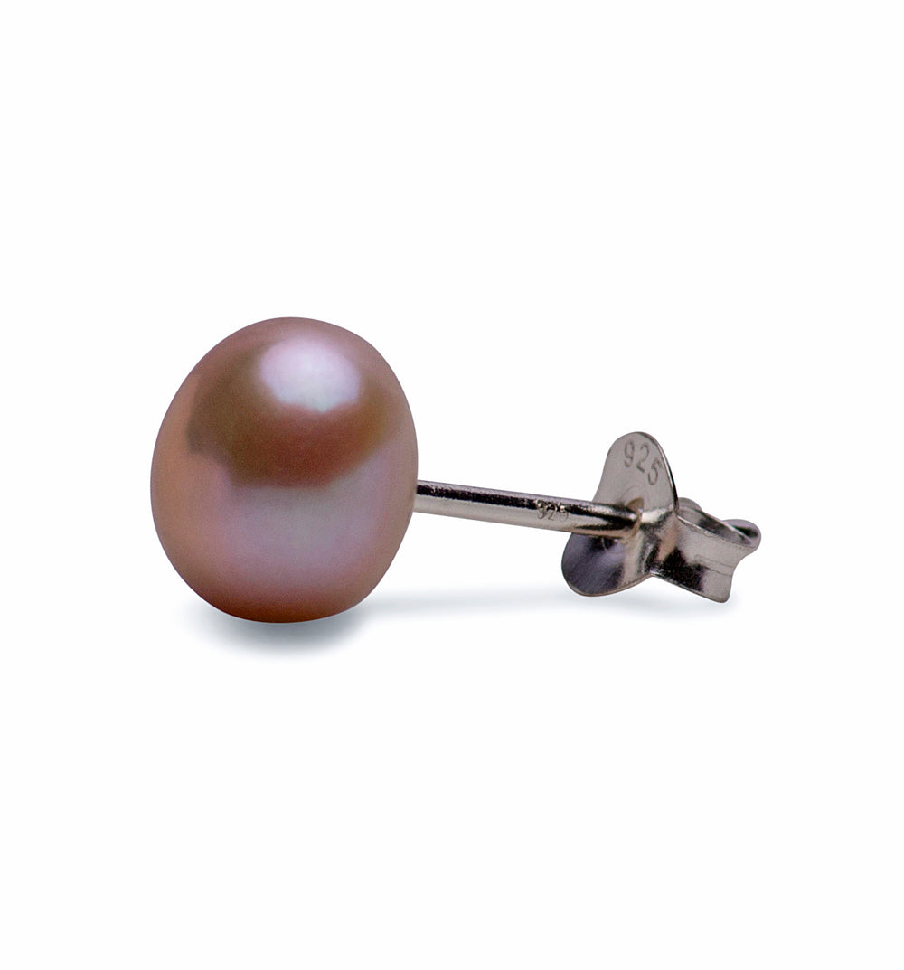 8 mm Purple South Seas Pearl Earrings | SilverAndGold