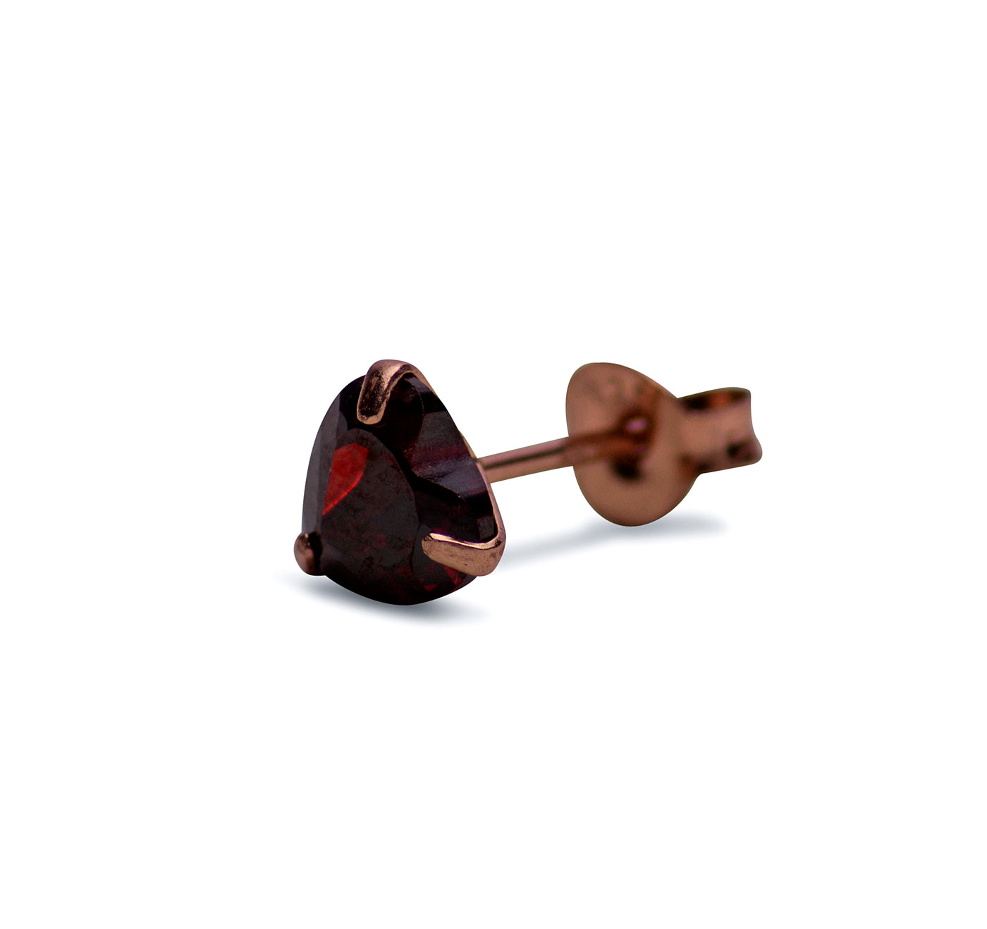 Garnet Cubic Zirconia Heart Stud Earrings | SilverAndGold