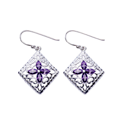 Amethyst Filigree Earrings in Sterling Silver | SilverAndGold