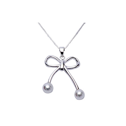 Sterling Silver & Pearl Necklace: Bow Tie - SilverAndGold.com Silver And Gold