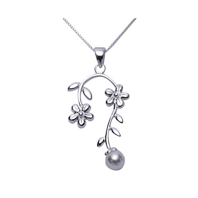 Sterling Silver & Pearl Necklace: Flowers - SilverAndGold.com Silver And Gold