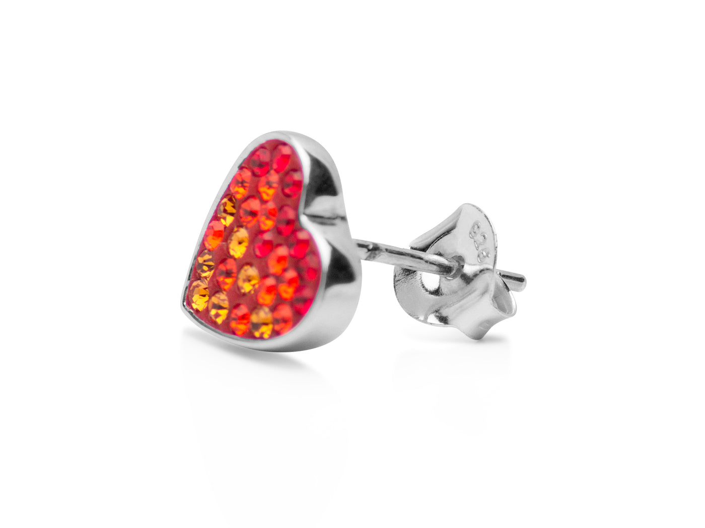 Red & Orange Crystal Heart Earrings