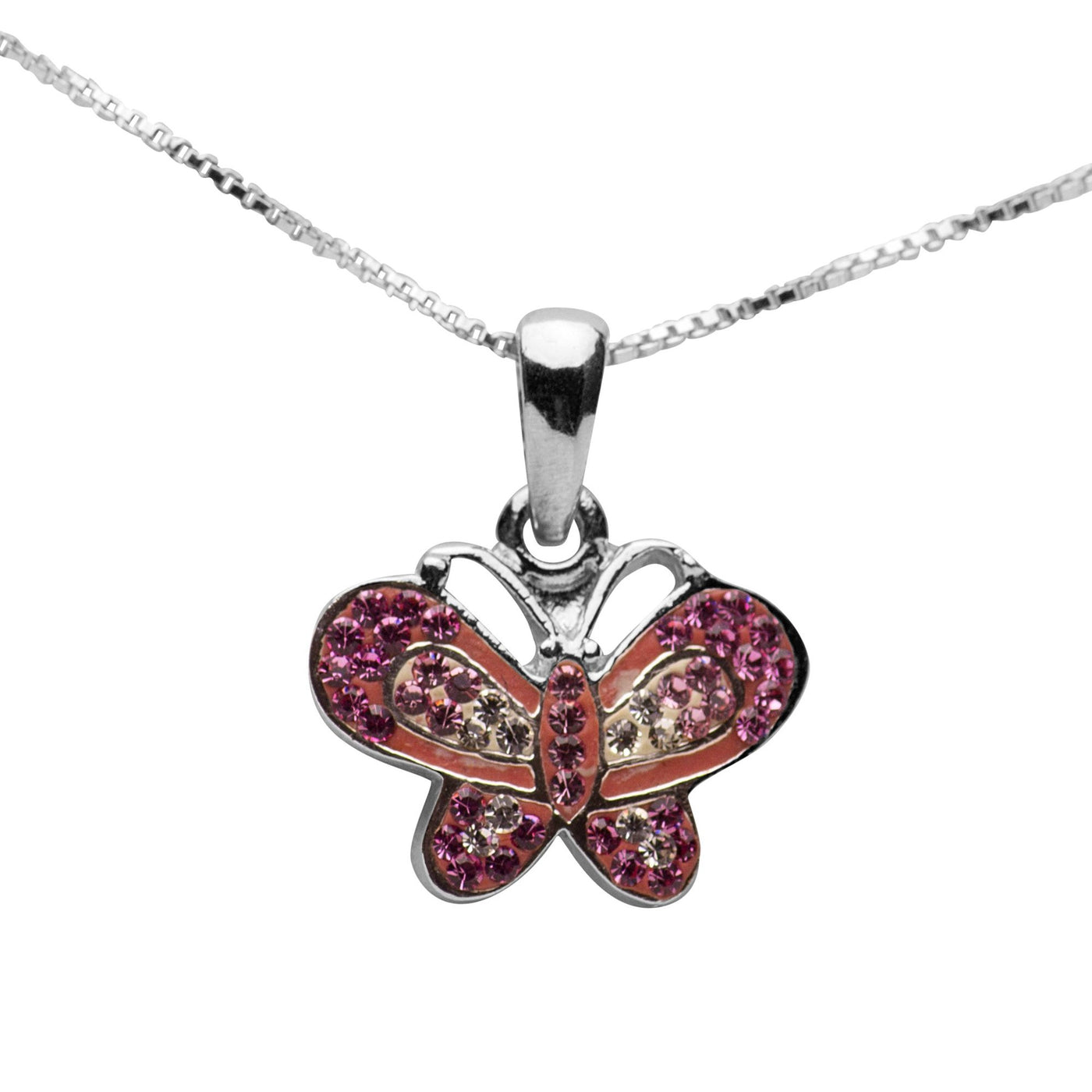 Silver Crystal Butterfly Pendant