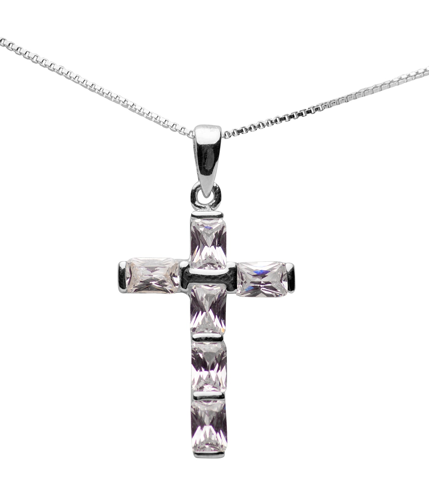 Silver & Cubic Zirconia Cross Pendant