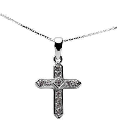 Silver Cross with Crystal Accents