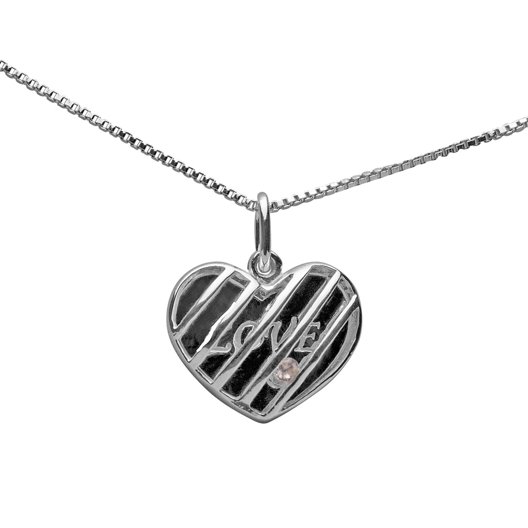 Sterling Silver Heart Love Message Caged Pendant Necklace