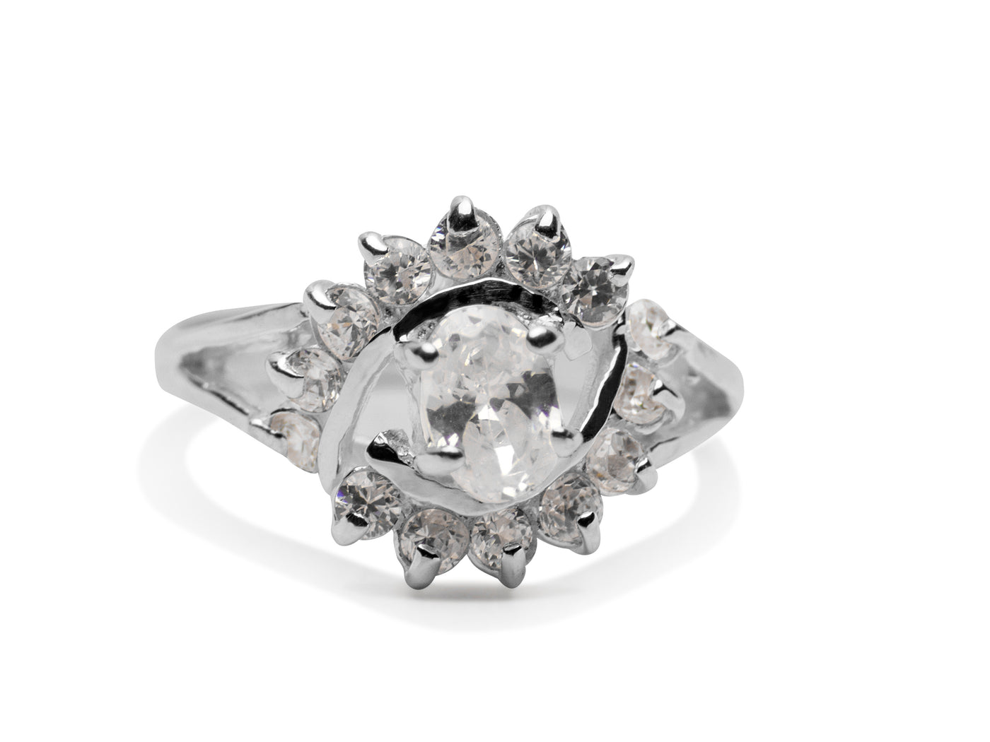 Distinctive Sterling Silver & Cubic Zirconia Ring