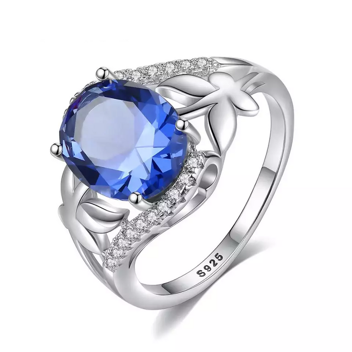 Sapphire Simulant Silver Ring