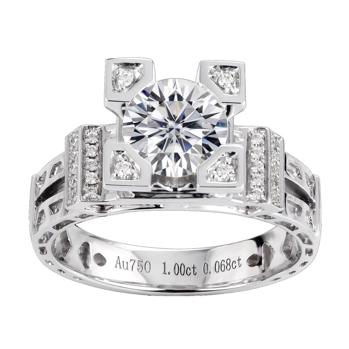 18K Gold 1 CT Moissanite Geometric Ring