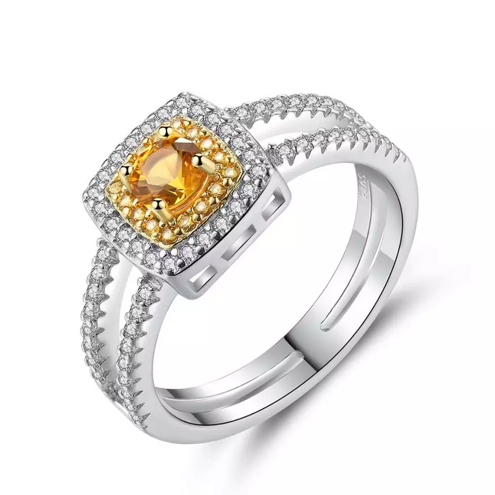 Citrine Simulant Silver Ring