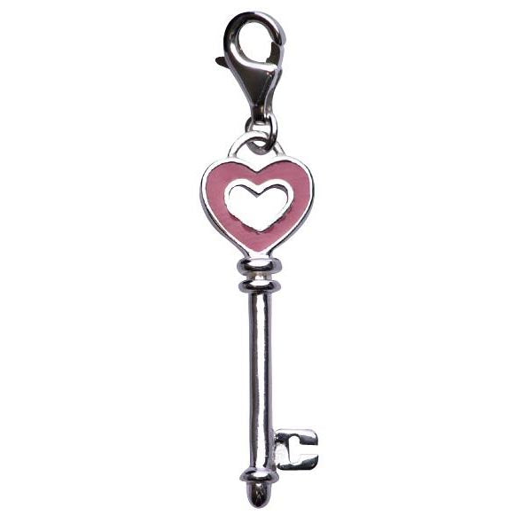 Silver Heart Key Charm