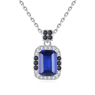 Simulated Sapphire Silver Necklace