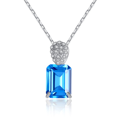 Blue Zircon Simulant Silver Necklace