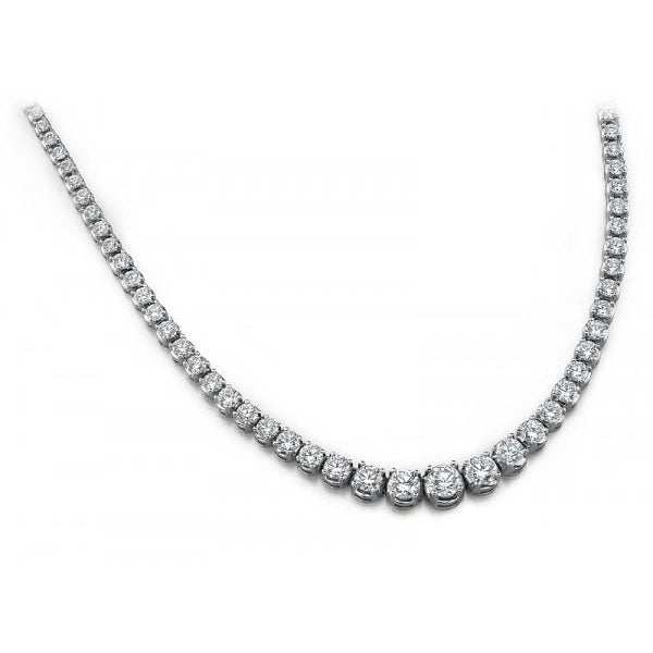 18K White Gold Graduated Diamond Necklace | SilverAndGold