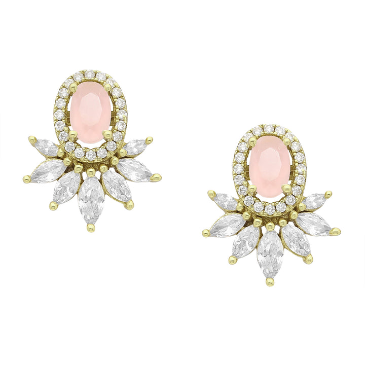 Pink Diamond Simulant Gold Earrings