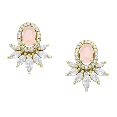 Pink Diamond Simulant Gold Earrings