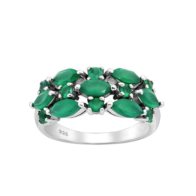 Emerald Simulant Silver Ring