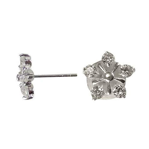 Cubic Zirconia Sterling Silver Star Earrings | SilverAndGold