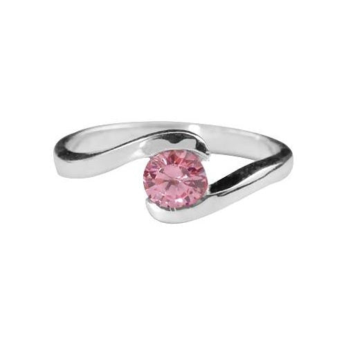Sterling & Pink Gemstone Solitaire Ring (1/2 Carat) - SilverAndGold.com Silver And Gold