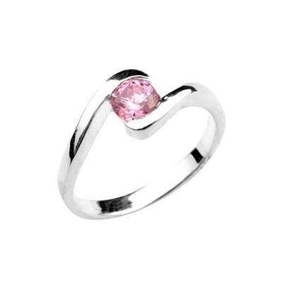 Sterling & Pink Gemstone Solitaire Ring (1/2 Carat) - SilverAndGold.com Silver And Gold