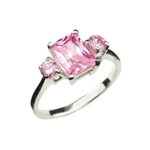 Three Stone Pink Gemstone Ring - SilverAndGold.com Silver And Gold