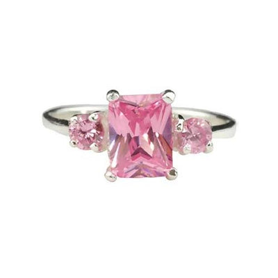 Three Stone Pink Gemstone Ring - SilverAndGold.com Silver And Gold