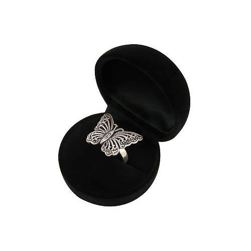 Marcasite and Sterling Silver Large Butterfly Ring