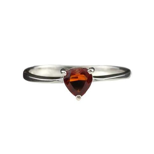 Solitaire Heart Shape Garnet Ring - SilverAndGold.com Silver And Gold