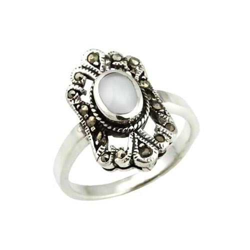 Solitaire Mother of Pearl Gemstone Oval - SilverAndGold.com Silver And Gold
