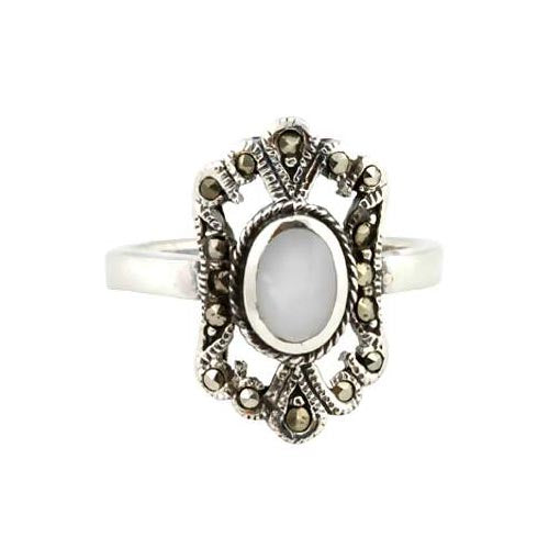 Solitaire Mother of Pearl Gemstone Oval - SilverAndGold.com Silver And Gold
