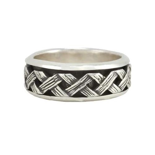 Silver Ring Crosshatch Design