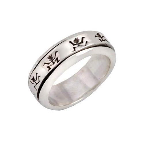 Sterling Silver Dancing Stick Figure Spinner Ring
