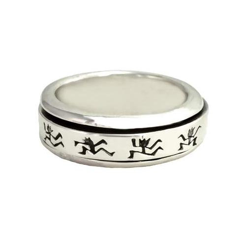 Sterling Silver Dancing Stick Figure Spinner Ring