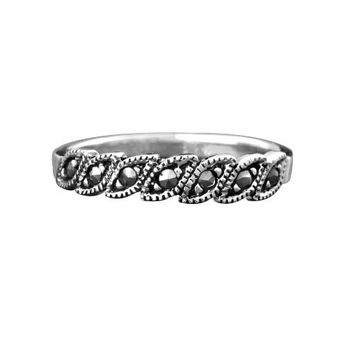 Sterling Silver Marcasite Band Ring - SilverAndGold.com Silver And Gold