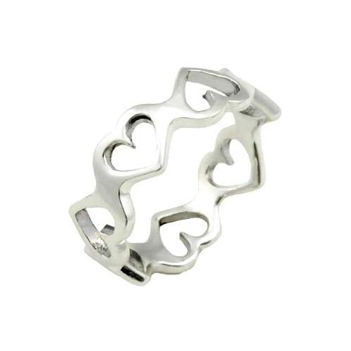 Silver Ring - Elegant Chain of Hearts