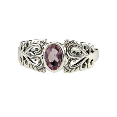 Solitaire Amethyst Ring & Filigree Work - SilverAndGold.com Silver And Gold