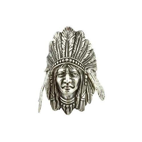 Silver Ring Native American Chief (Movable Feathers)