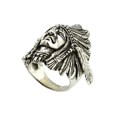 Silver Ring Native American Chief (Movable Feathers)