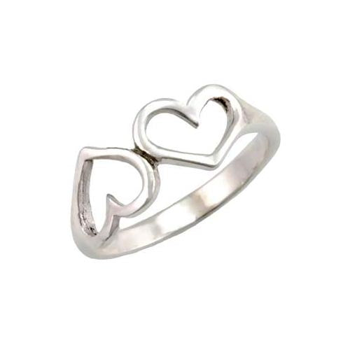 Silver Ring Opposite Hearts