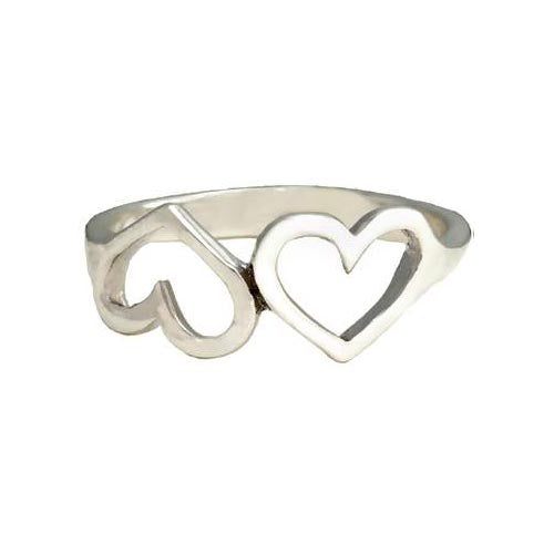 Silver Ring Opposite Hearts