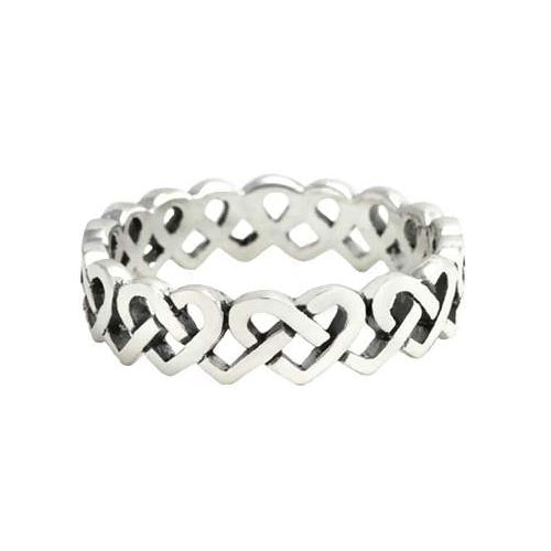 Silver Ring Infinity Hearts Design