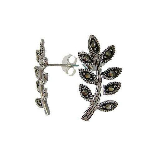 Sterling Silver Marcasite Leaf Earrings | SilverAndGold